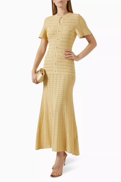 Sandro Women Textured Knit Button-Front Maxi Dress