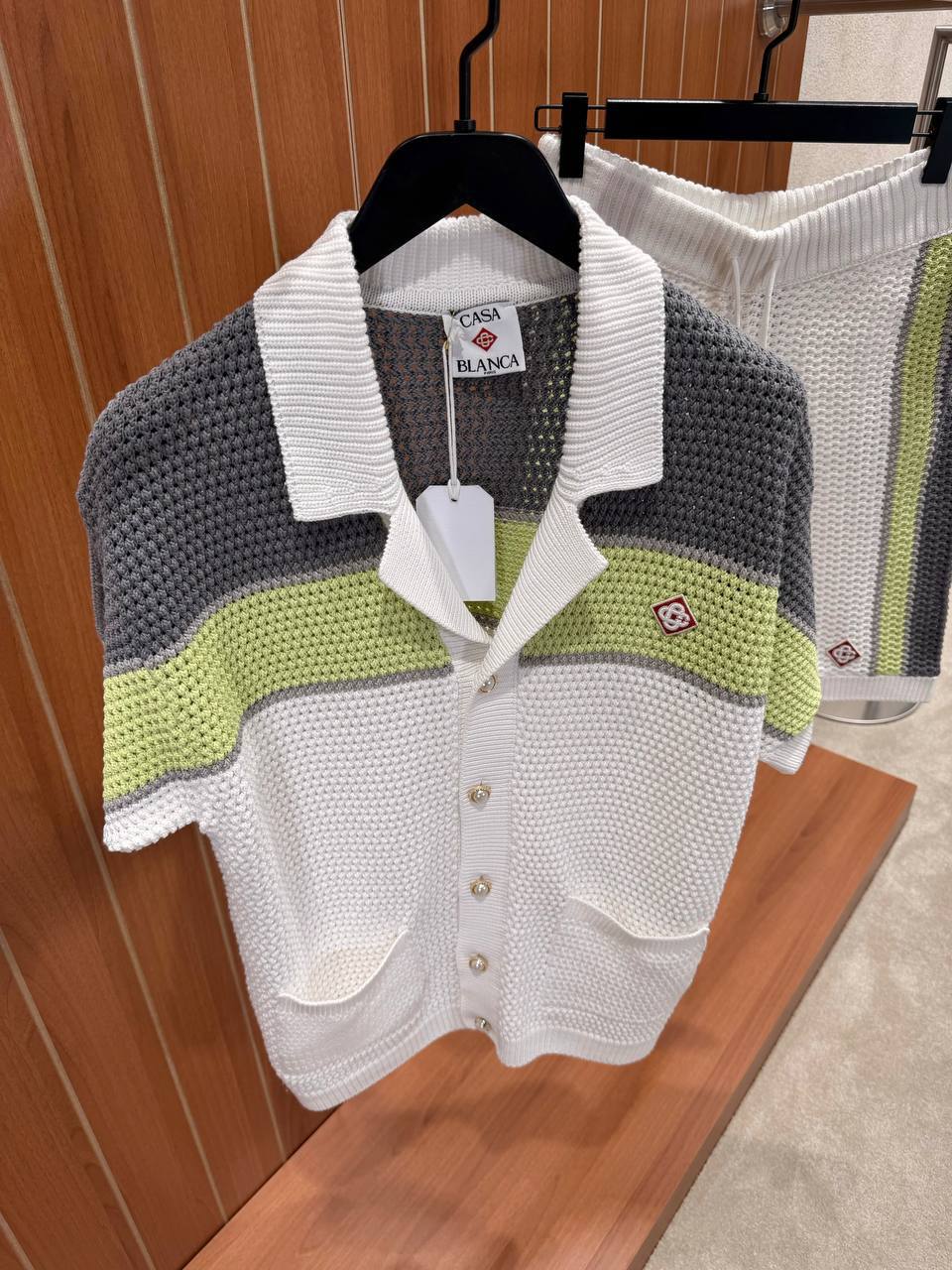 Casablanca Men’s Textured Knit Short Sleeve Shirt & Shorts Set