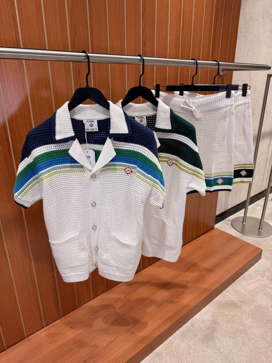 Casablanca Textured Knit Shirt and Shorts Set