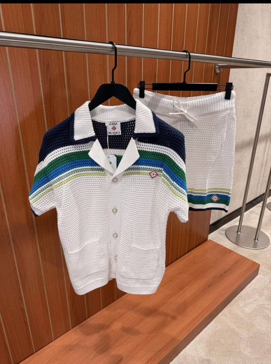 Casablanca Textured Knit Shirt and Shorts Set