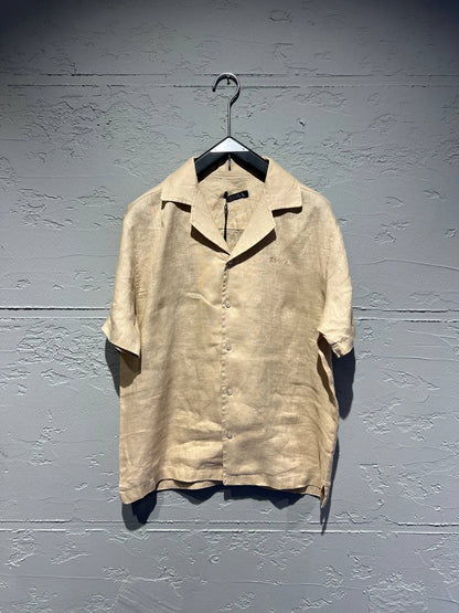 Zegna Beige Linen Short Sleeve Shirt