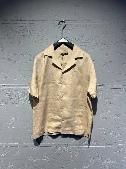 Zegna Beige Linen Short Sleeve Shirt
