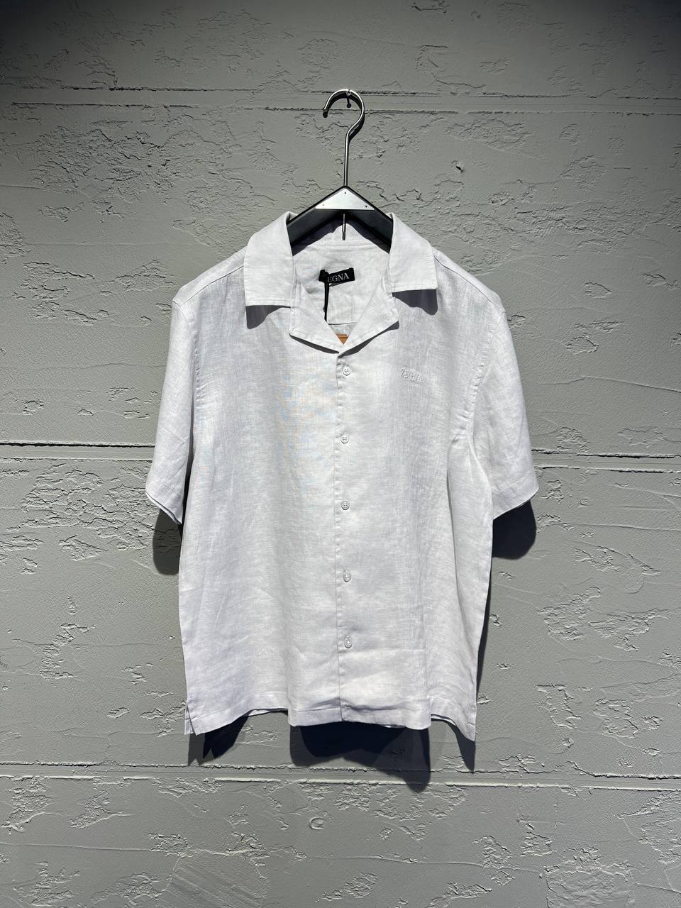 Zegna Beige Linen Short Sleeve Shirt