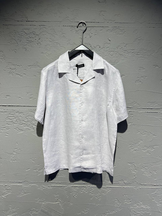 Zegna Beige Linen Short Sleeve Shirt
