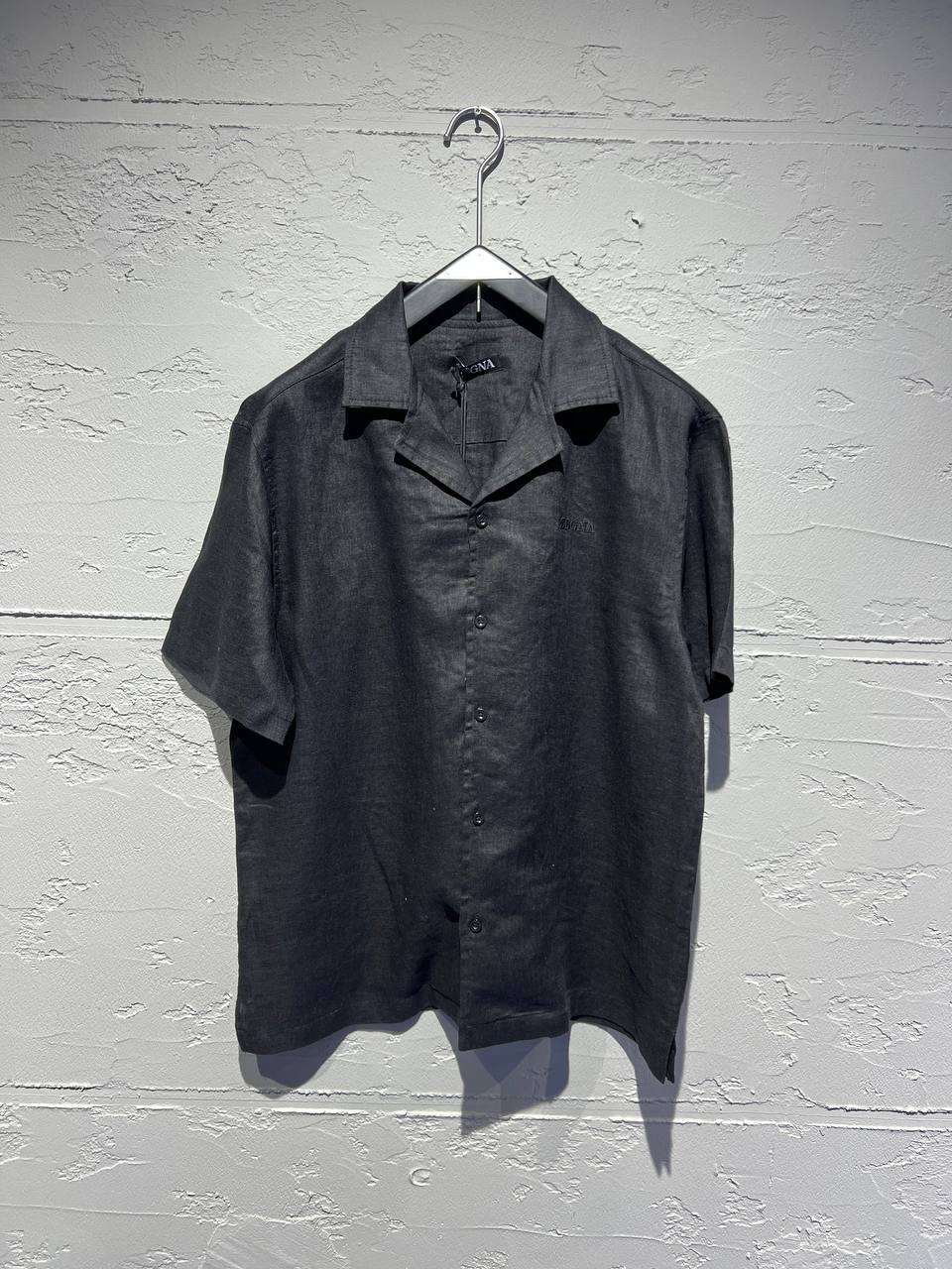 Zegna Beige Linen Short Sleeve Shirt