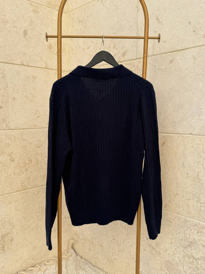 Loro Piana Ribbed Polo-Collar Cashmere Sweater