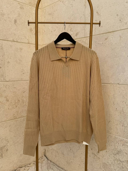 Loro Piana Ribbed Polo-Collar Cashmere Sweater