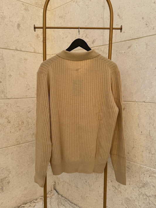 Loro Piana Ribbed Polo-Collar Cashmere Sweater