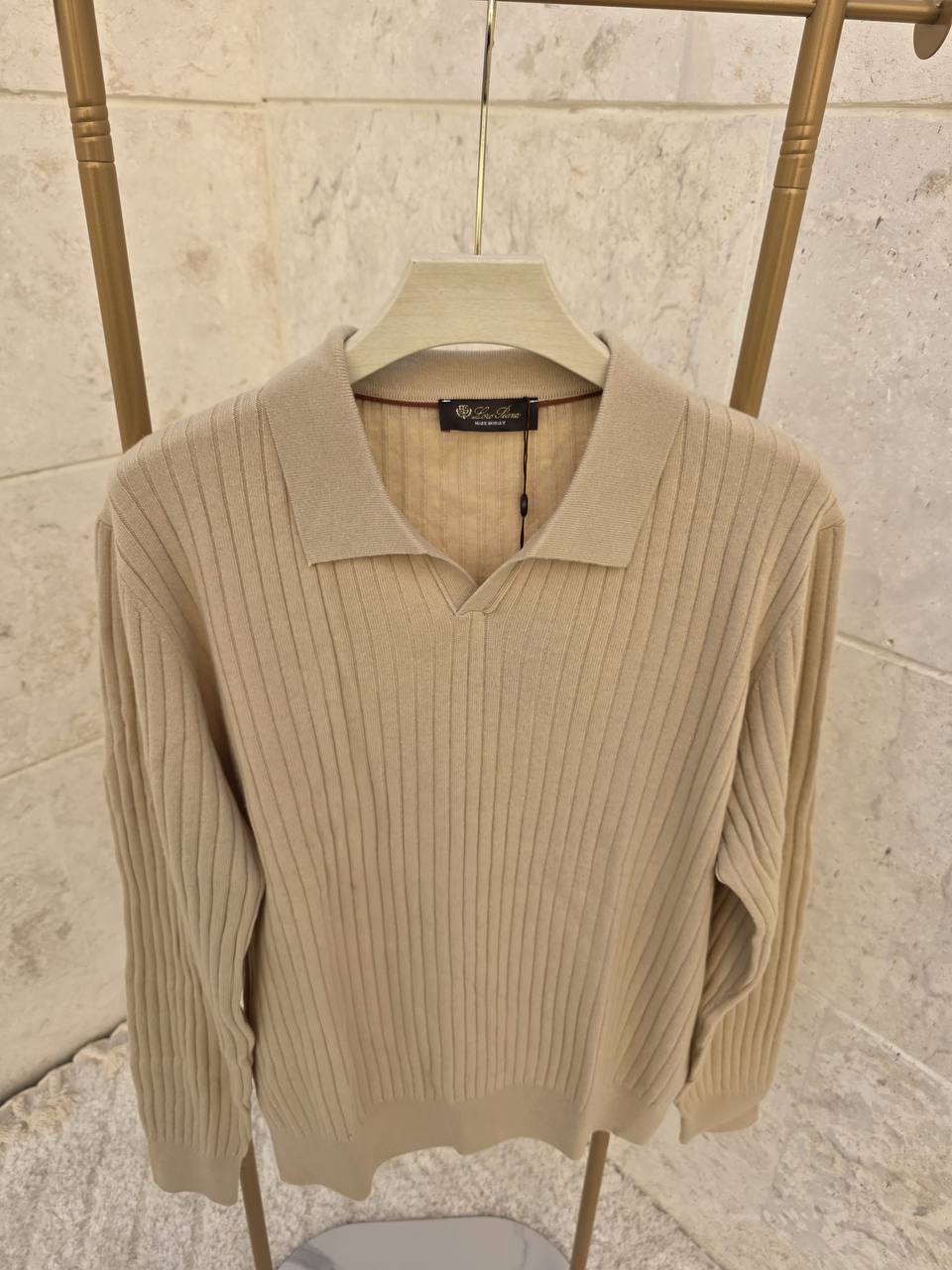 Loro Piana Ribbed Polo-Collar Cashmere Sweater