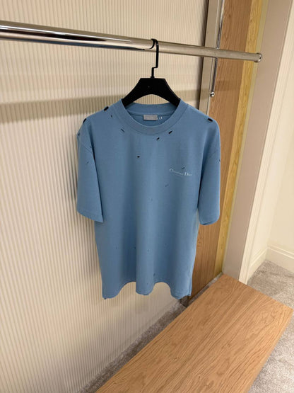 Christian Dior Couture Distressed Blue T-Shirt