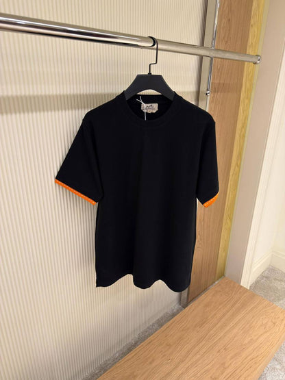 Hermes Luxury T-Shirt with Contrast Cuffs