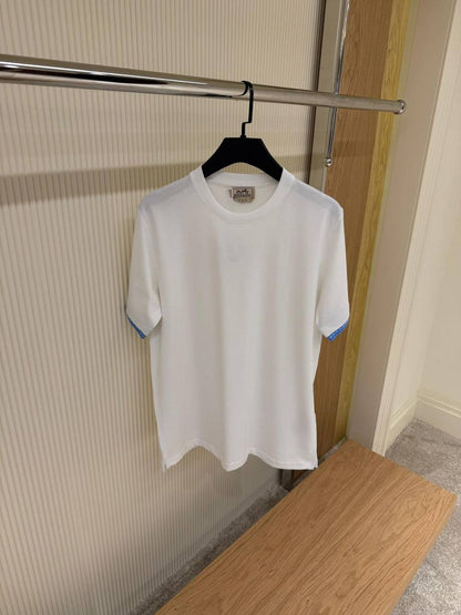 Hermes Luxury T-Shirt with Contrast Cuffs